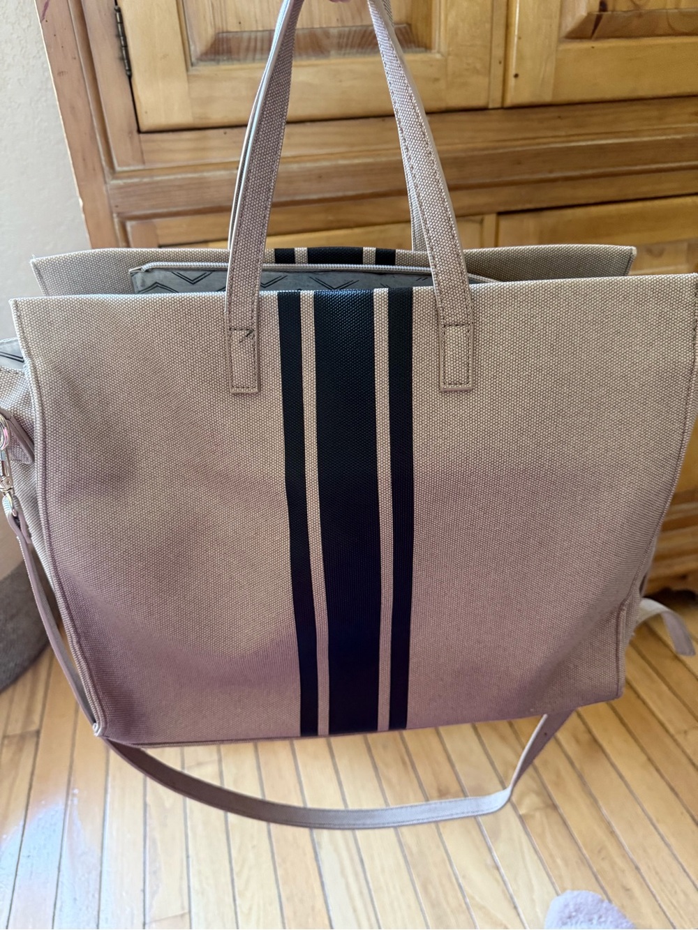 Canvas Tote Bag with black Stripe